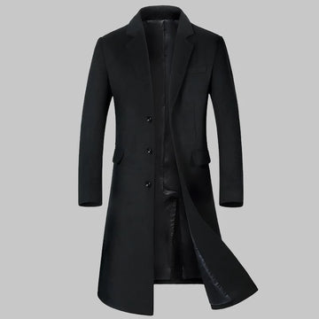 Men's High-Quality Autumn Winter Wool Coat Long Fashion Trench Coat Over-the-Knee Thick Cotton M-4XL