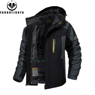 9XL New Winter Men Outwear Fleece Warm Removable Hooded Jacket Men Outdoor Skiing Windbreaker Waterproof Casual Jacket Coat Male