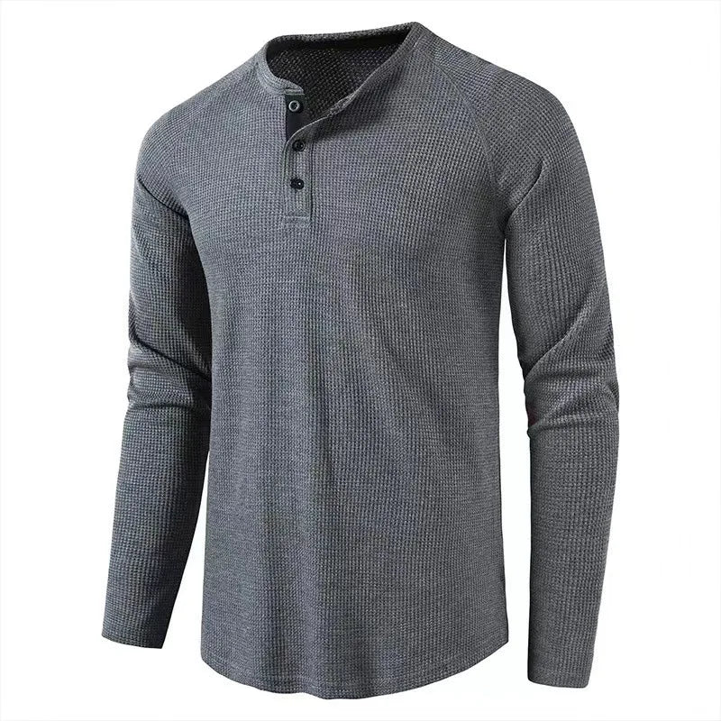 New Men's T-Shirts For Autumn And Winter Solid-Color Long-Sleeved Undershirts For European And American Men Henry Shirts For Men