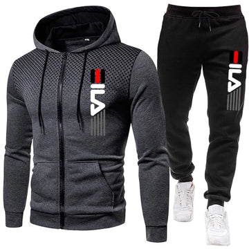 Mens Tracksuit Set Zipper Hoodie with Joggers Athletic Sportswear Gym Workout Outfit Urban Casual Autumn Training Sports Suit