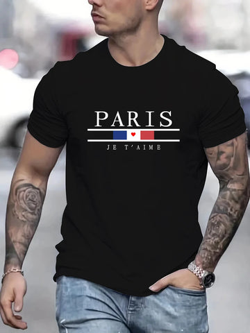 Paris Shirts Men's T-Shirts Print Mens Clothes Short Sleeve T Shirt Crew Neck Oversized T Shirt Fashion Men's Clothing