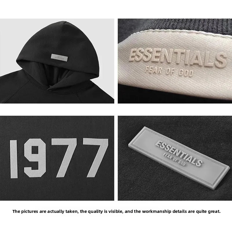 Street Style Fleece Lined Loose Couple Hoodie Sweatshirt High Version FOG Dual Line Eighth Season 1977 Plant Velvet Casual Wear