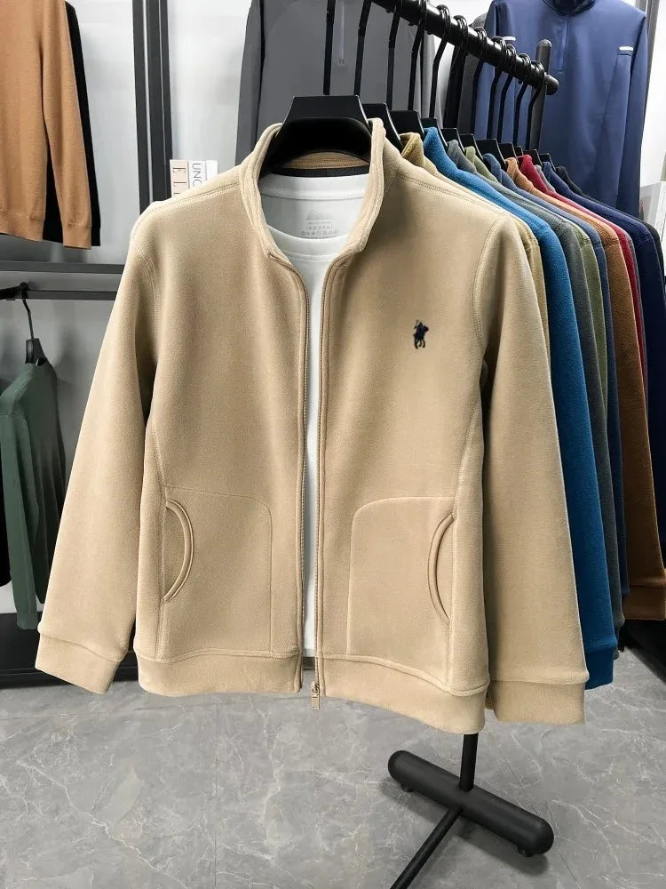 Luxury brand men's jacket winter thick plush warm pockets new coat fashion classic Paul embroidery zipper stand up collar top