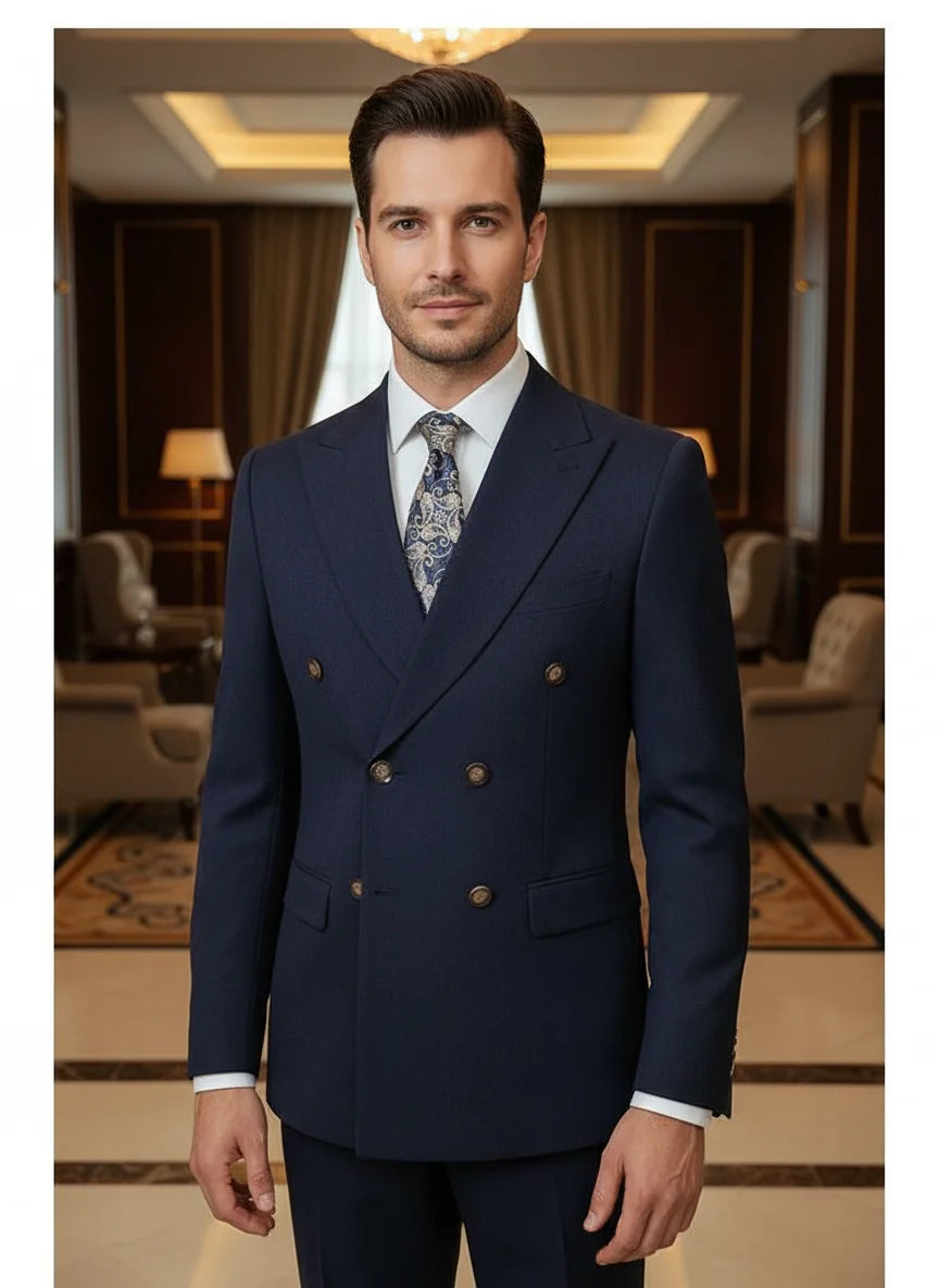 ST Cassy dark blue Elegant Man Suit 2 Pcs Set Modern Wedding Party Suits for Men Stylish Business office suit