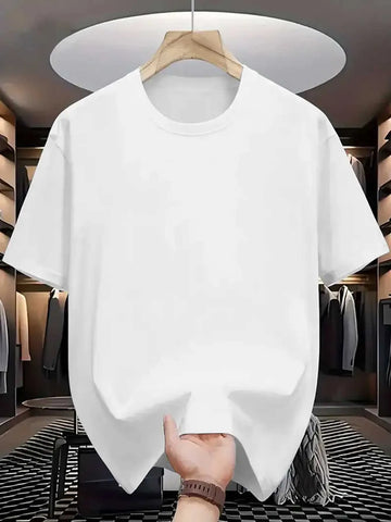 Men's T-Shirts - Soft Breathable Polyester Crewneck Tees in Navy & White, Lightweight Summer Shirts for Everyday & Formal Wear