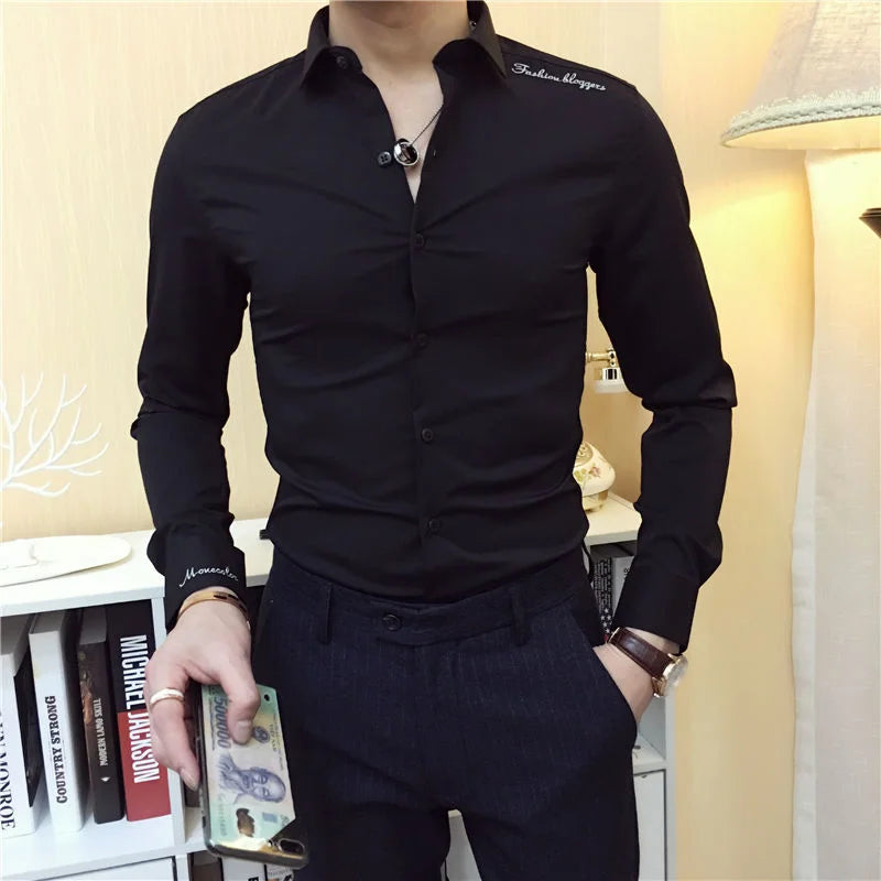 Shirts and Blouses for Men Business Man Tops Long Sleeve Aesthetic Original with Collar Sleeves Luxury Asia Silk Cotton Clothing