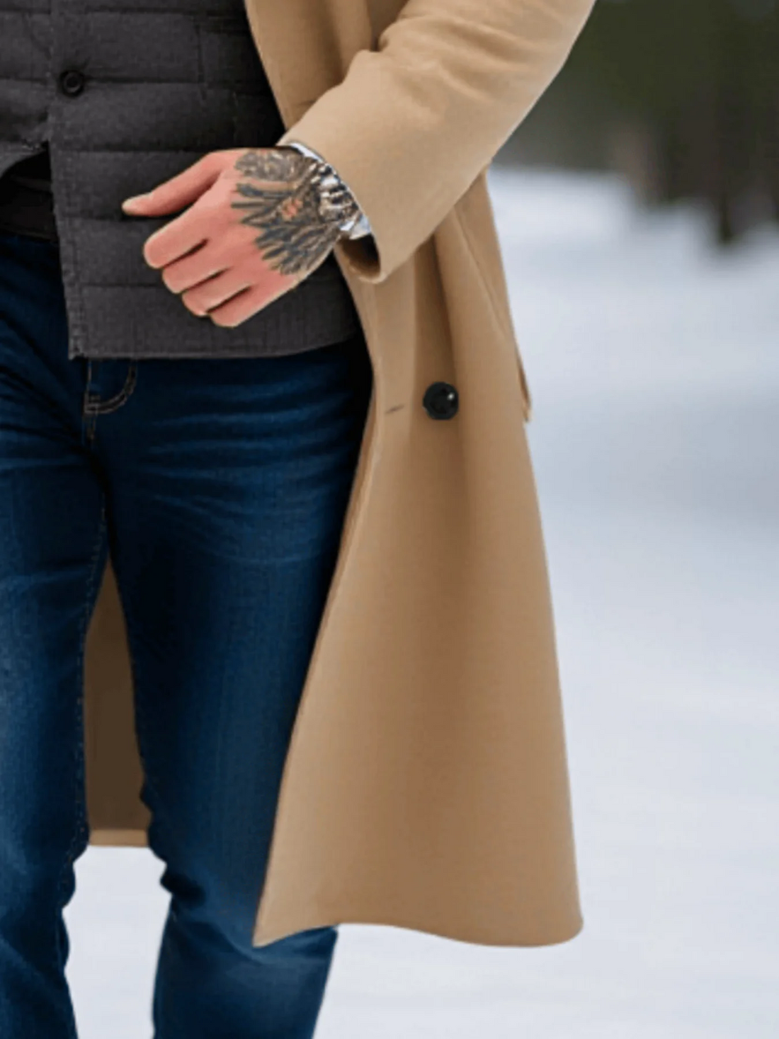 New Double-Breasted Wool Overcoat Thickened Warm Lining for Autumn/Winter Windproof Business Casual Trench Coat Fashion Item